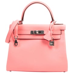 Never Used Hermes Kelly 28 Rose D'été & Rouge Exotique Lining PHW