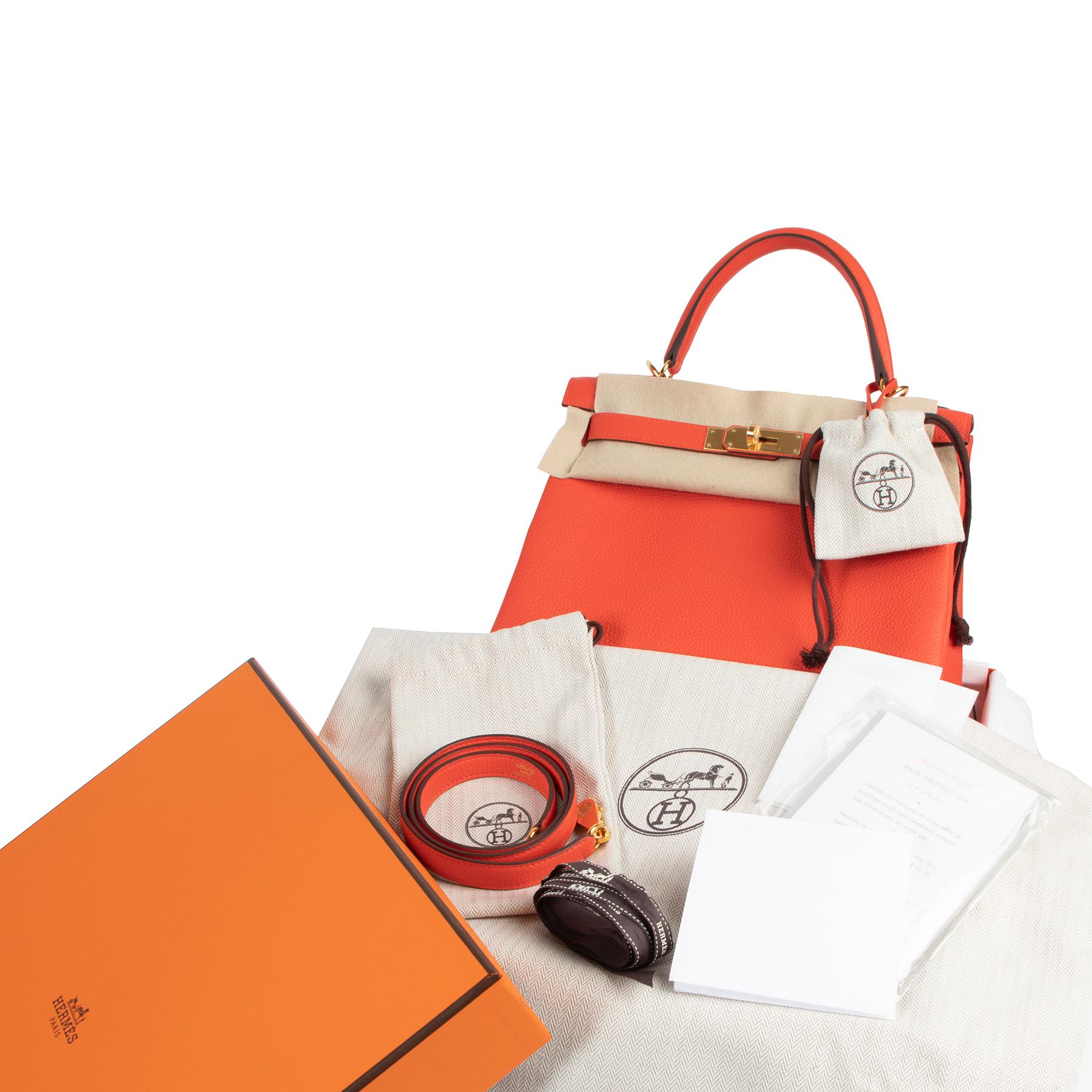 Never Used

Hermes Kelly 28 Togo Capucine GHW

Adding a colourful splash to the palette, this capucine is an alternative to the classic Hermès colors. 'Capucine'  is a very light shade of red with pink undertones.

This Hermes Kelly is a real