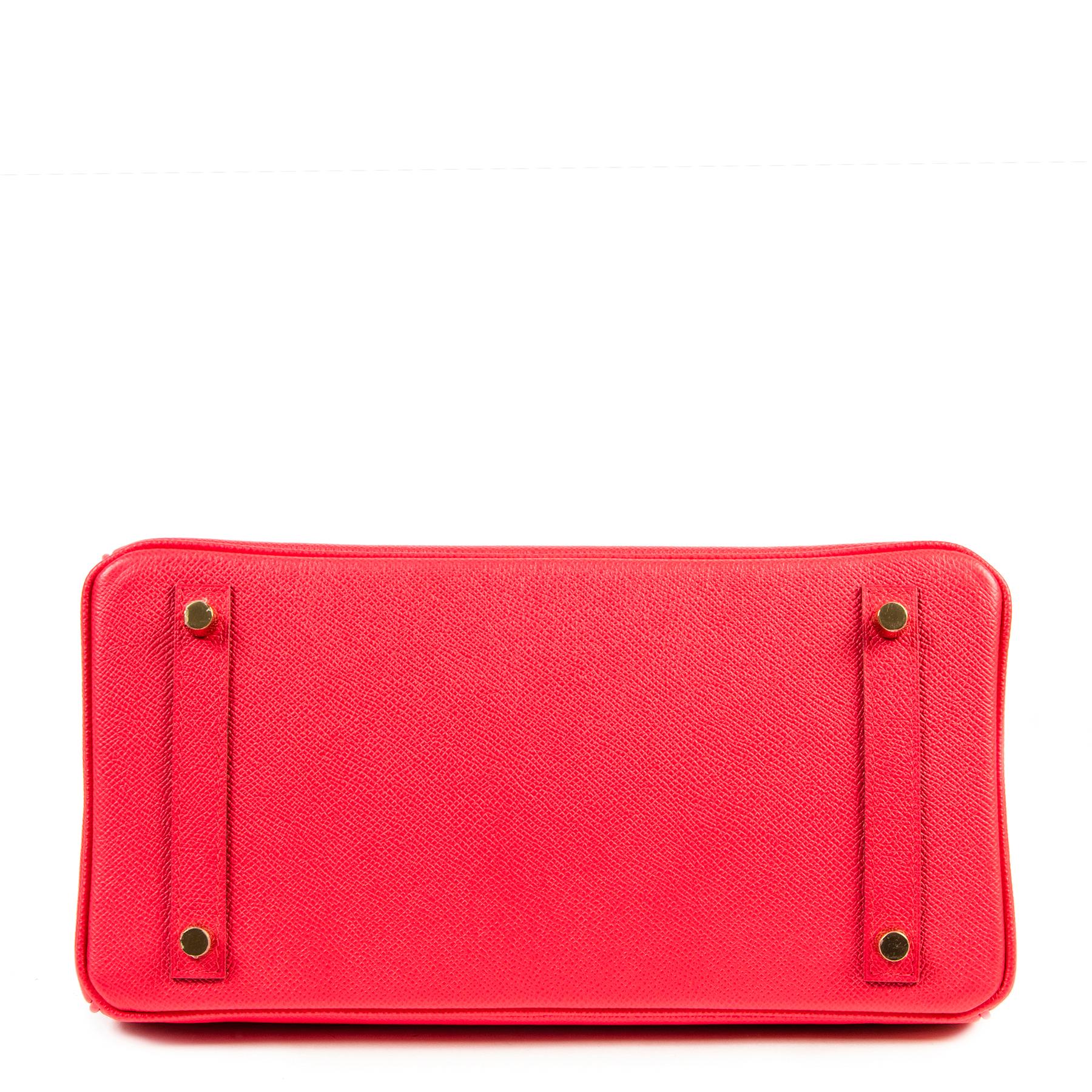 Red Never Used Hermes Rose Extreme Epsom Birkin 30 GHW
