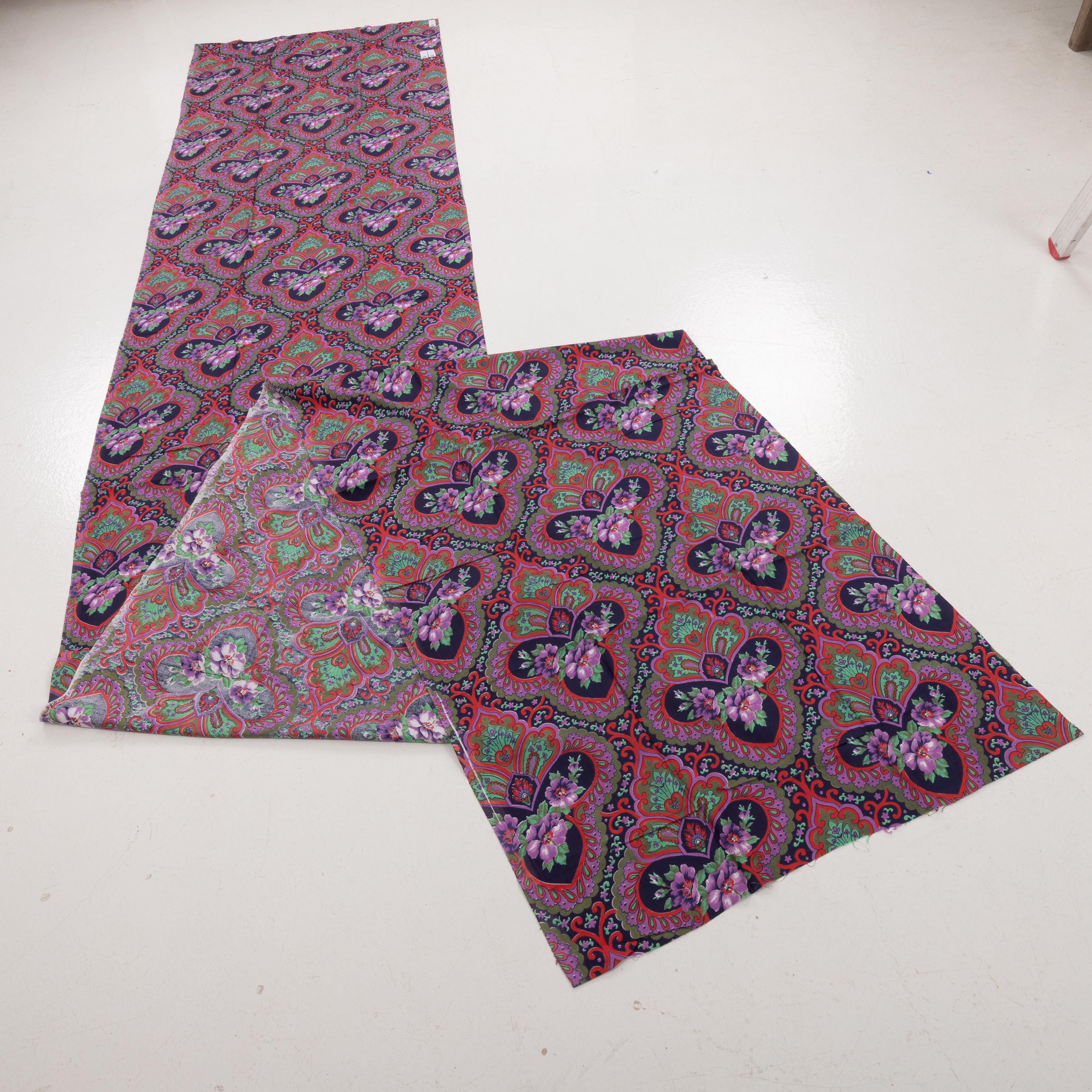 Les textiles russes imprimés au rouleau du milieu du XXe siècle occupaient une place à part sur le marché d'Asie centrale, incarnant une fusion vibrante de l'expression artistique et de la fonctionnalité utilitaire. Ces textiles se caractérisaient