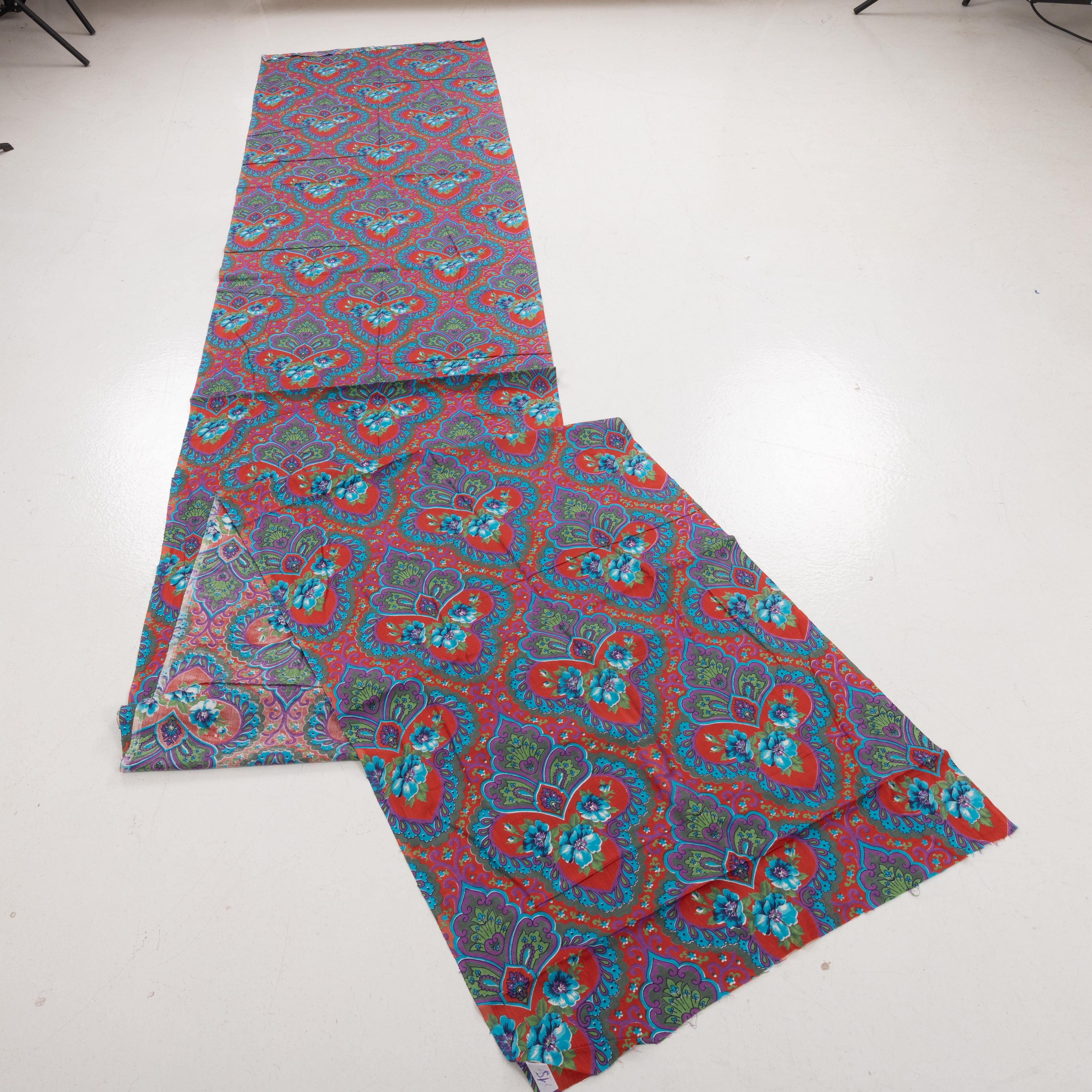 Woven Never Used Roller Printed Cotton Panel, Made for Central Asian Markets  Mid 20th For Sale