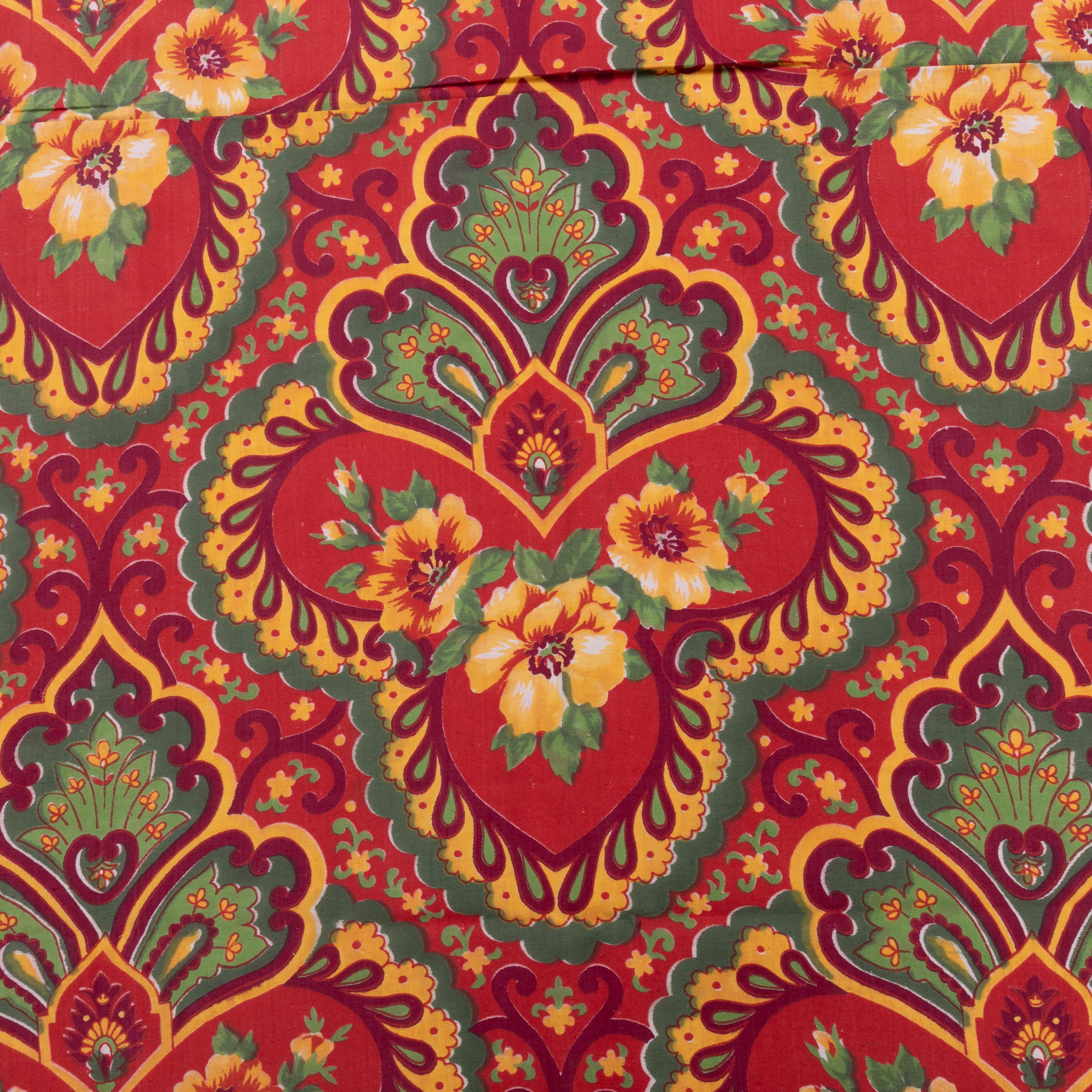 Never Used Roller Printed Cotton Panel, Made for Central Asian Markets  Mid 20th In Excellent Condition For Sale In Istanbul, TR