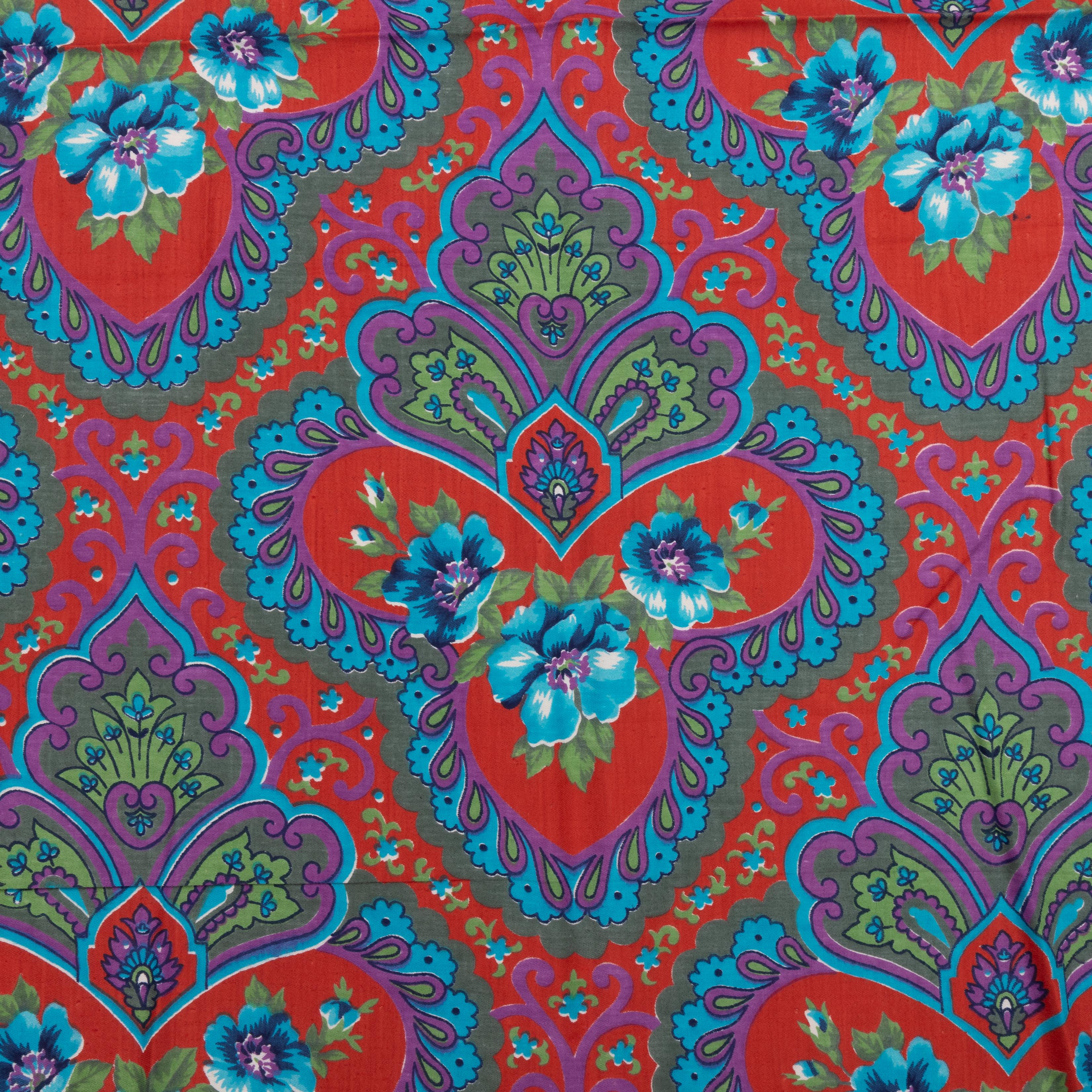 Never Used Roller Printed Cotton Panel, Made for Central Asian Markets  Mid 20th For Sale 1