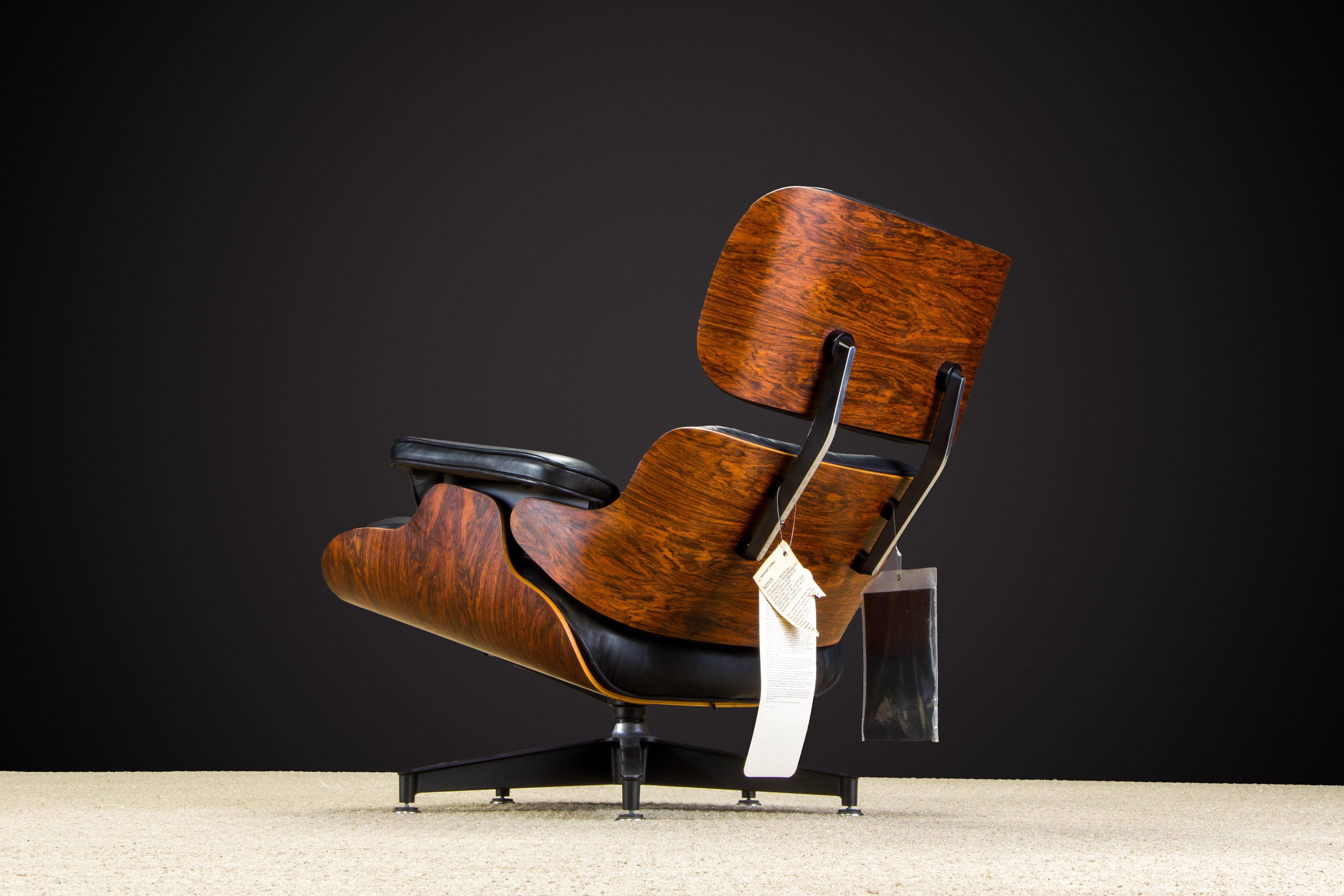 Never-Used Rosewood Eames #670 Lounge Chair for Herman Miller, c 1979, Signed In Excellent Condition In Los Angeles, CA