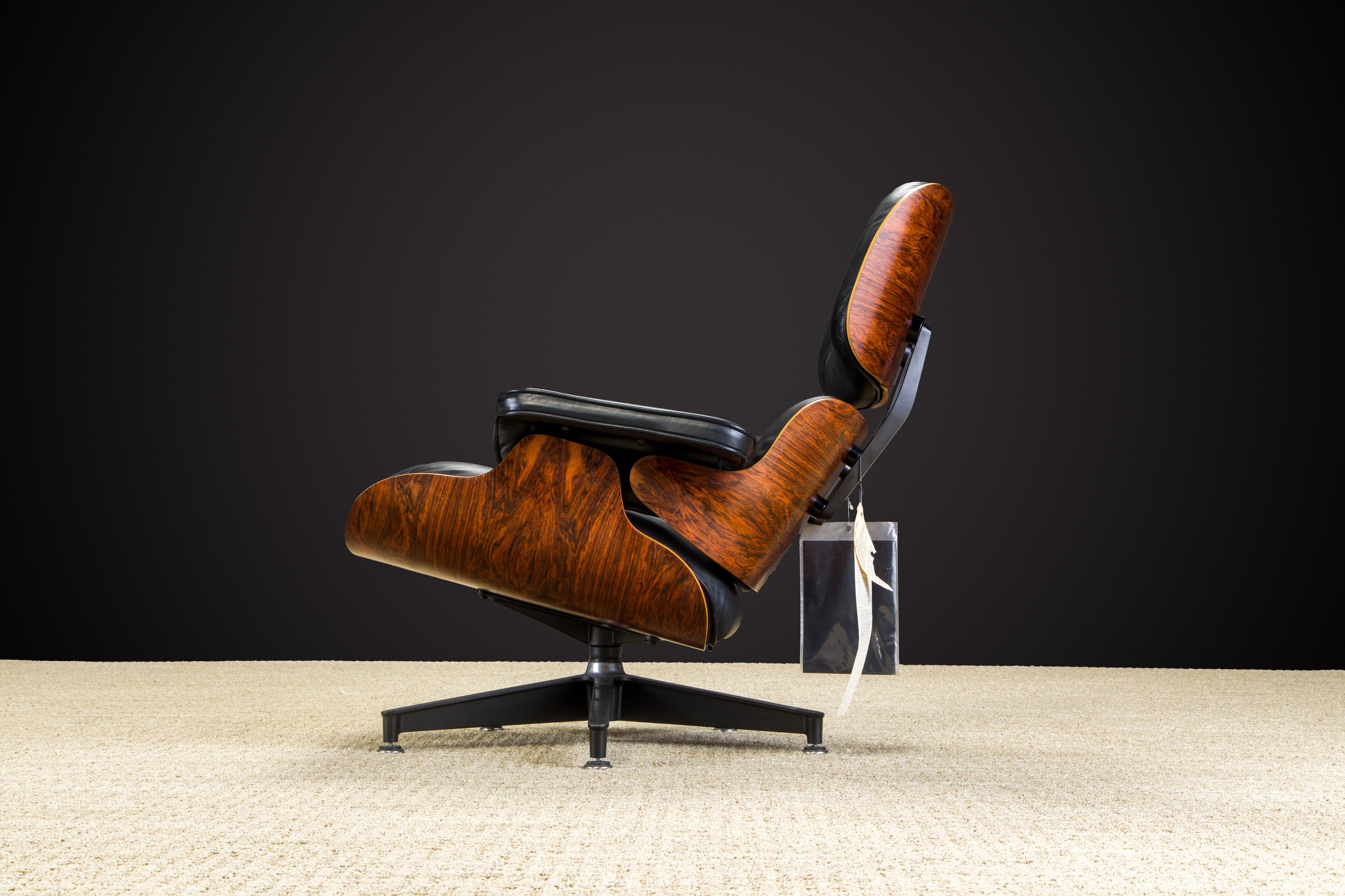 Late 20th Century Never-Used Rosewood Eames #670 Lounge Chair for Herman Miller, c 1979, Signed