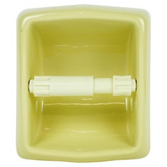 Never Used Yellow Ceramic Recessed Toilet Paper Holder