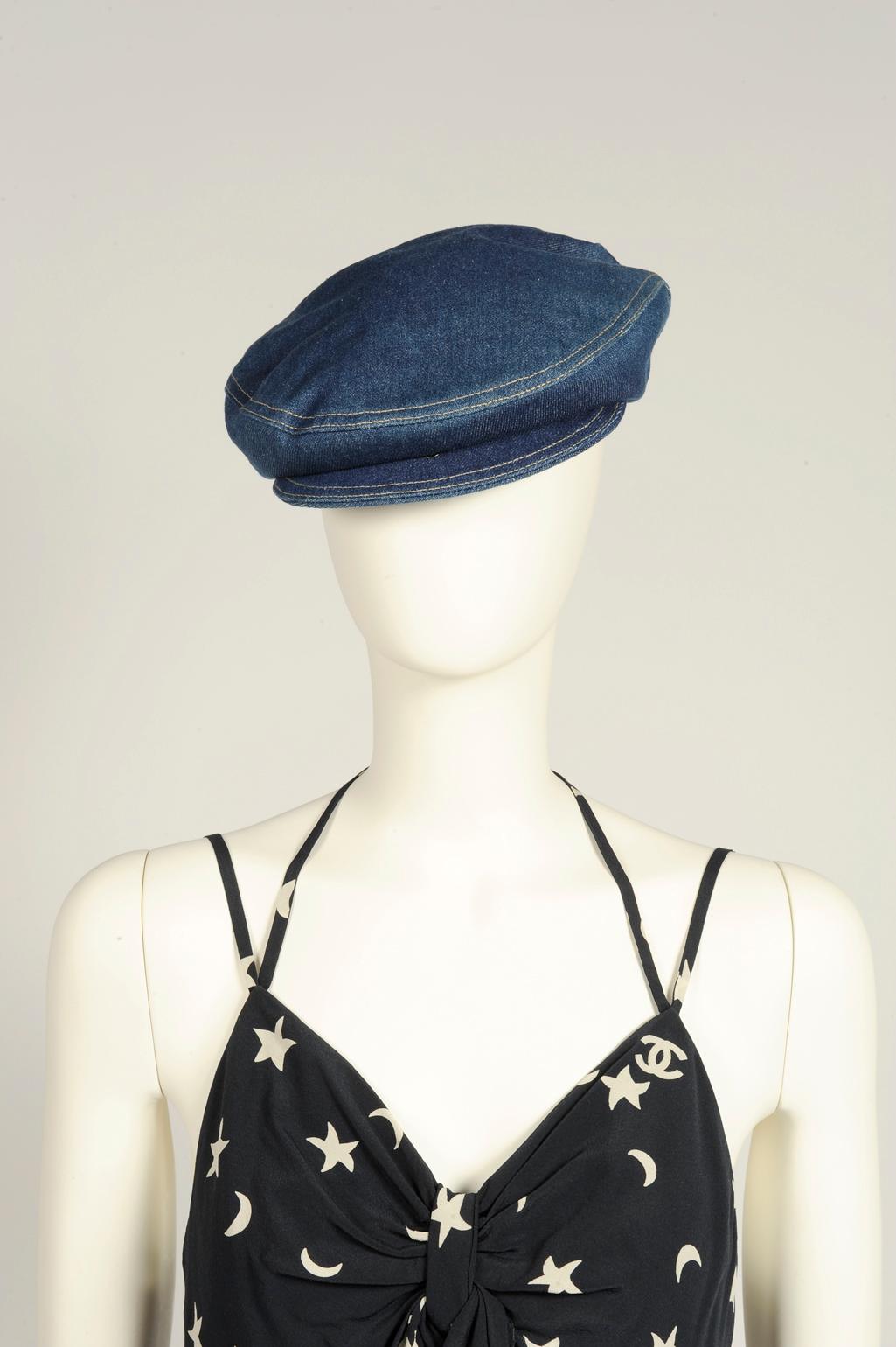 Black Never Worn Alaïa Denim Cap, Spring-Summer 1991