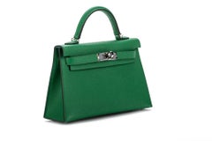 Never Worn Hermes Mini Kelly 20 Cactus Blue Atol Bag