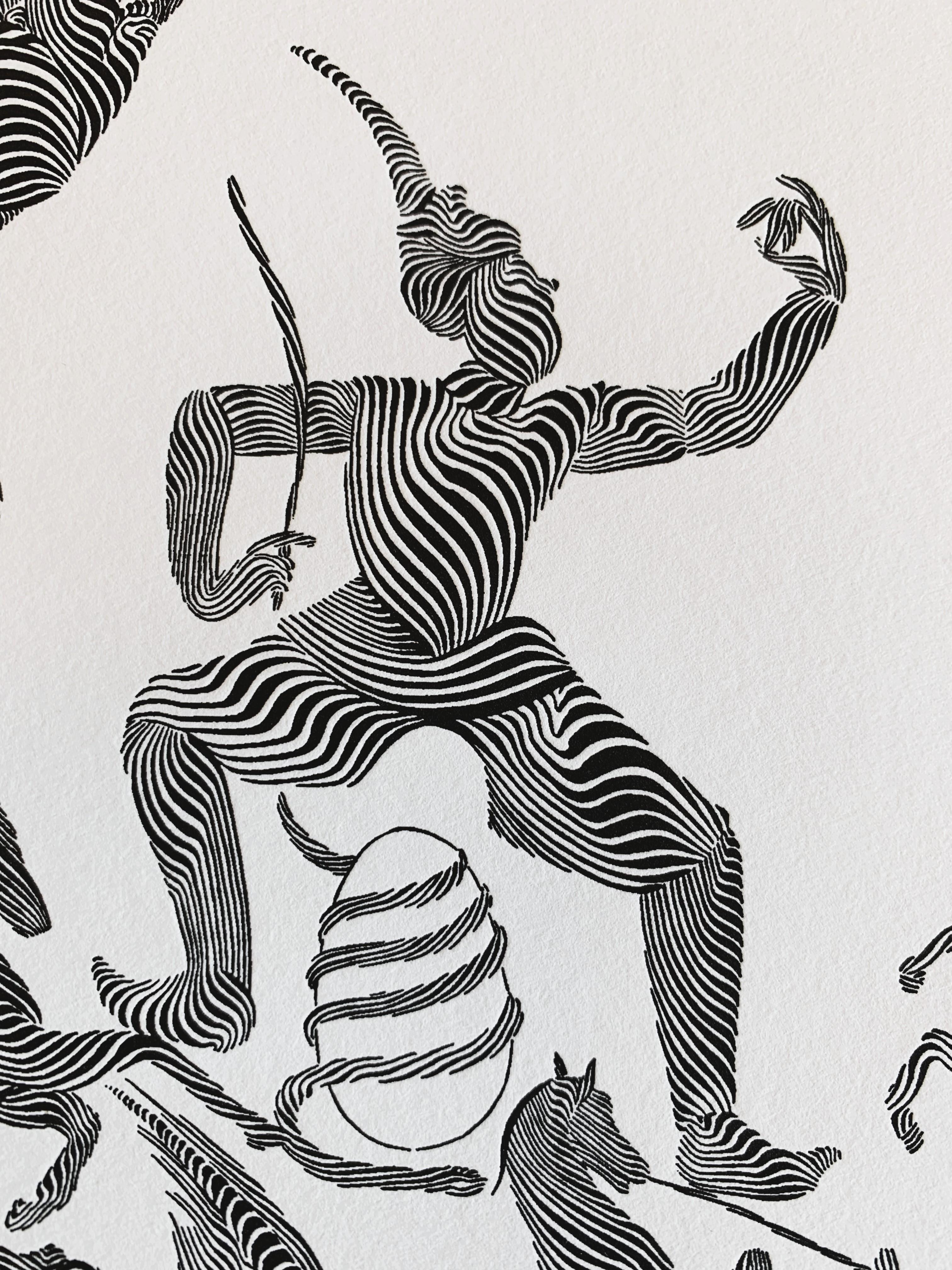 KALIYUGA (2015) by 2501
Gold Screen Print + Black Letter Press On 290gsm Coventry Rag
40 x 50 cm, 16 x 22 inches
Edition Size: 100
Numbered (09/100) and Signed by the artist

Jacopo Ceccarelli A.K.A. 2501 was born in Milan in 1981. He started