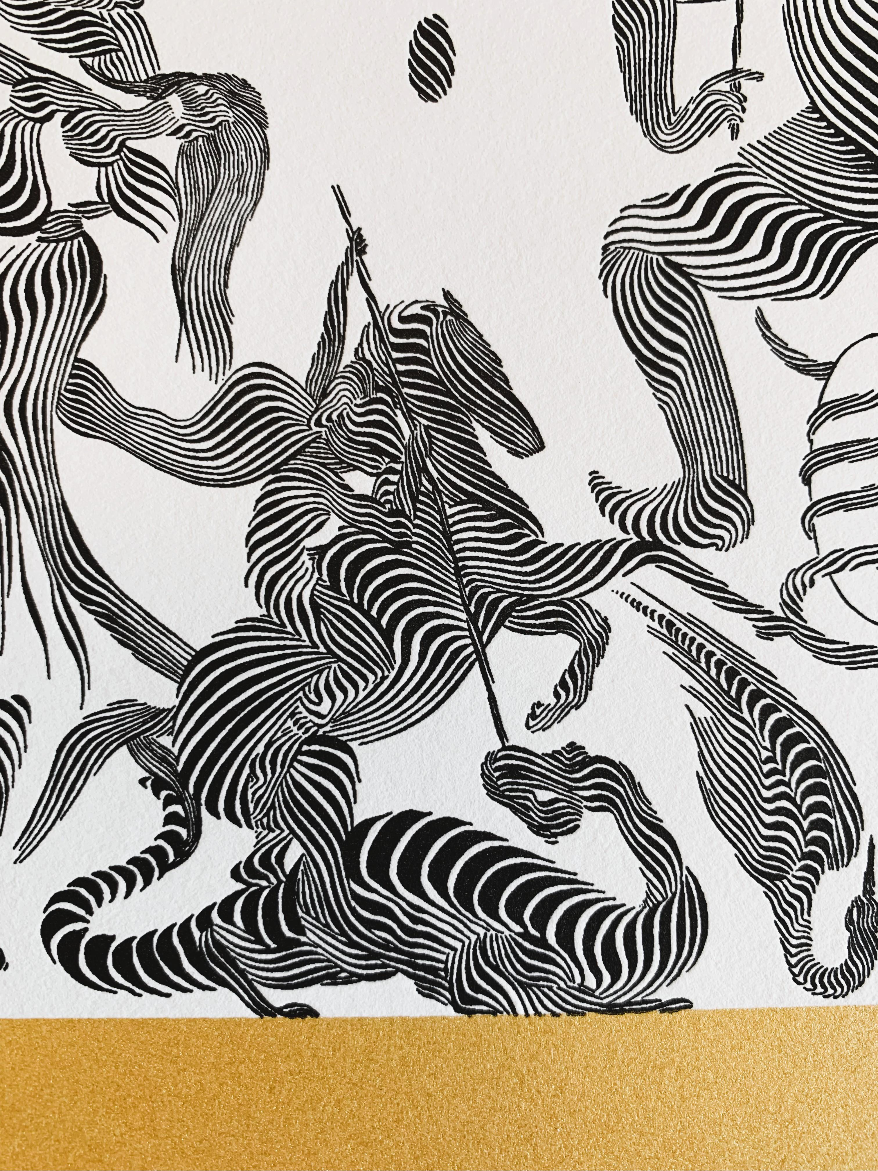 KALIYUGA Gold Screen Print + Black Letter Press Limited Edition Signed, Numbered For Sale 1