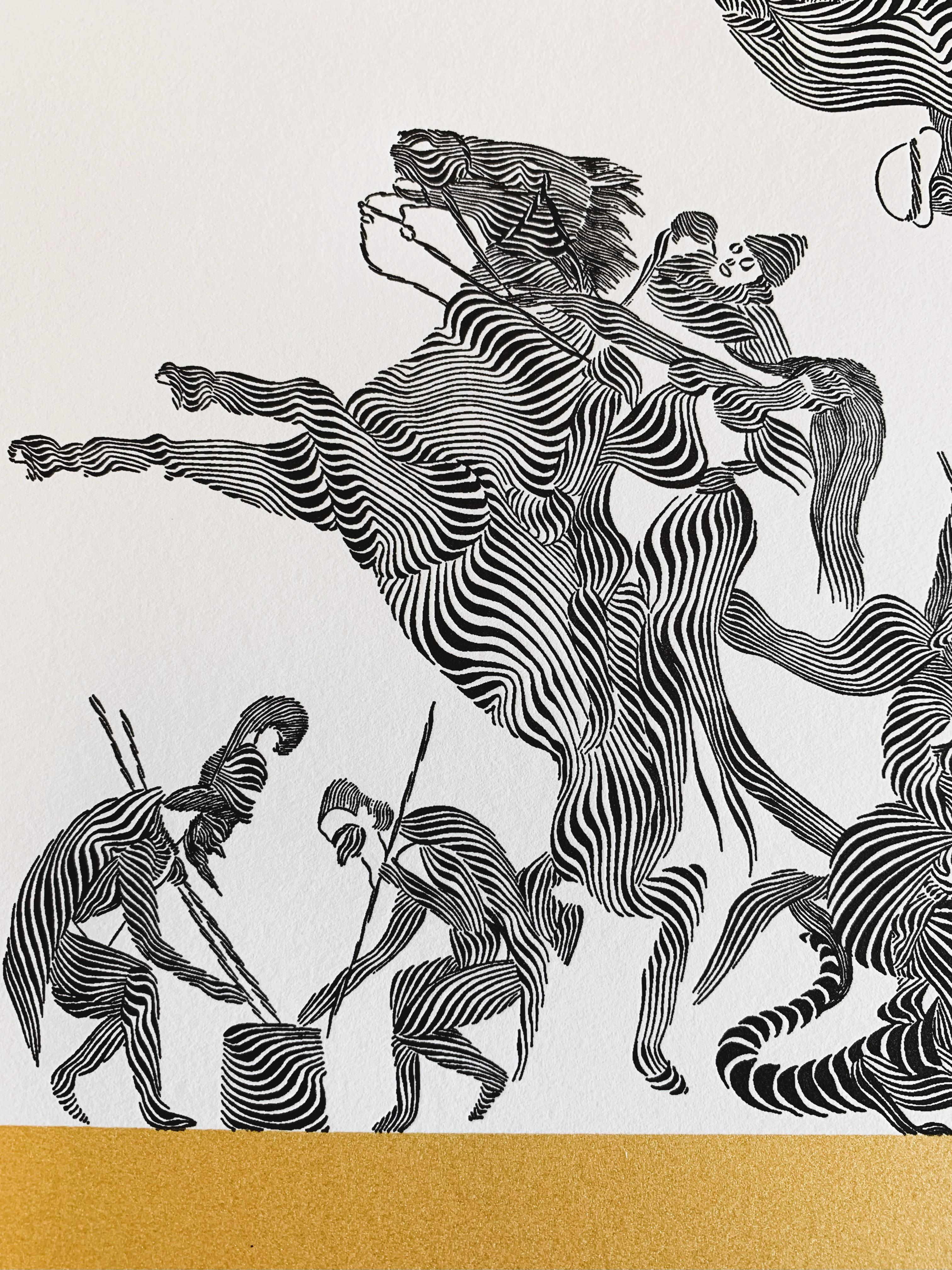 KALIYUGA Gold Screen Print + Black Letter Press Limited Edition Signed, Numbered For Sale 3