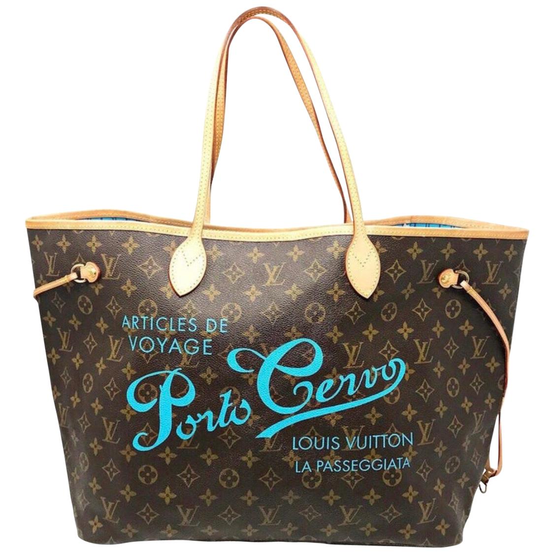 Louis Vuitton NEVERFULL MM PORTO CERVO Summer Trunks Damier Azur Bag Tote  NEW