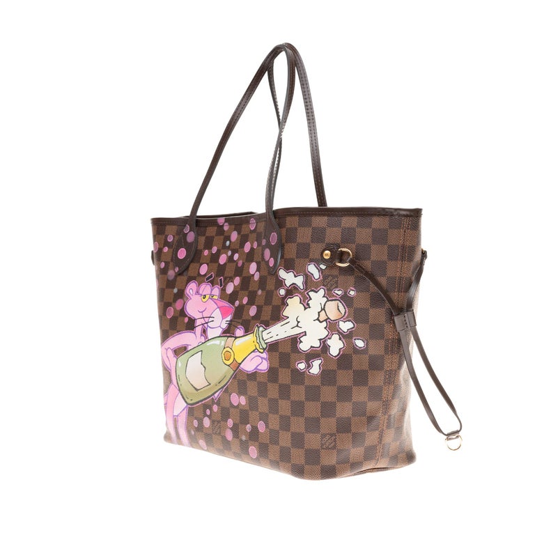 Neverfull MM handbag canvas with pouch customized "Pink Panther&Bubbles
