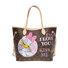 Neverfull MM handbag in Monogram canvas with pouch customized "My Daily Mood"