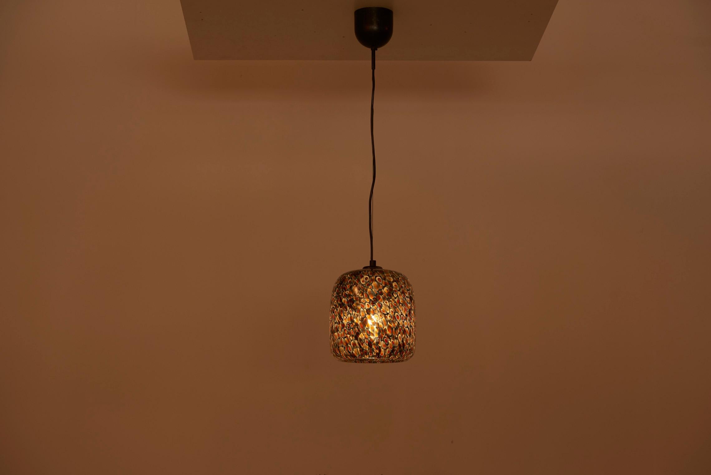 Mid-Century Modern Neverrino Glass Pendant Lamp by Gae Aulenti for Vistosi, Italy, 1970s