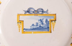 Nevers Castle 18th Century Polychrome Tin-Glazed Faïence Plate