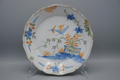18th Century Antique Nevers Faience Plate with Chinoiserie Decor