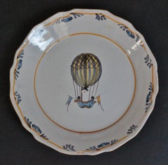 Nevers 'France' Faience Plate with "Balloon" Decoration, 18th Century