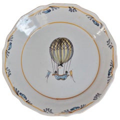 Nevers 'France' Faience Plate with "Balloon" Decoration, 18th Century