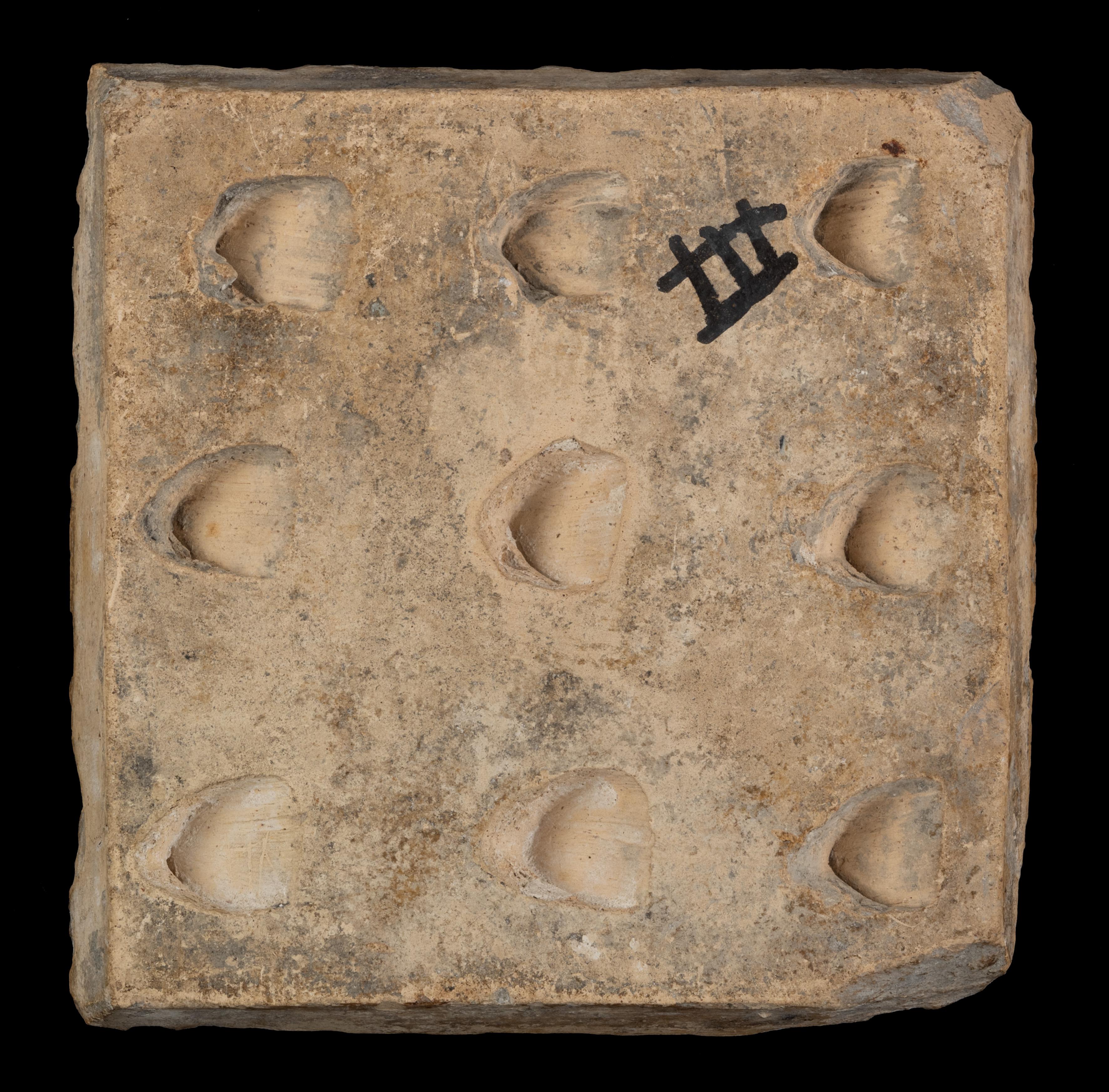 Renaissance Nevers, glazed floor tile with the coat of arms of the Montesquieu family 17th C For Sale