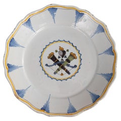 Nevers Hunting Trophy 18th Century Polychrome Tin-Glazed Faïence Plate