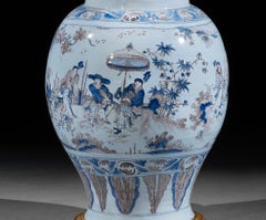 French Blue Nevers Faience Late 17th Century Table Lamp
