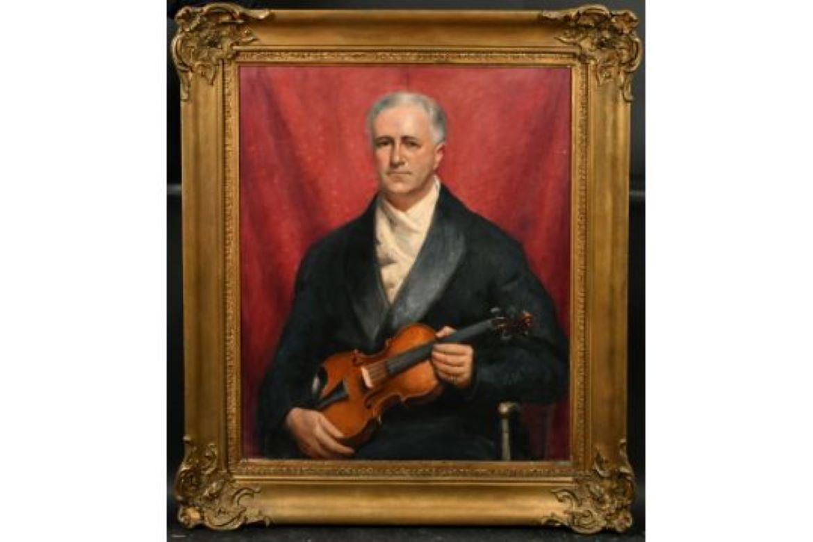 Portrait Of Violin Player By Neville Stephen Lytton, Of Claude Tryon For Sale 3