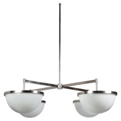 Nevins 14 Chandelier with Four Milk Glass Domes in Nickel by Remains Lighting