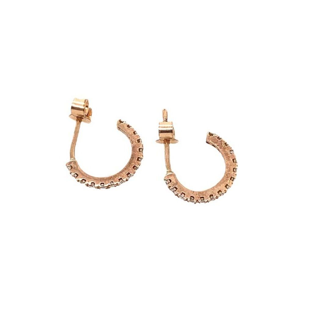 Round Cut New 0.10ct Diamond Mini Hoop Earrings in 9ct Rose Gold For Sale