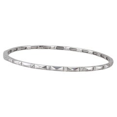 New 0.16ctw Diamond Bead Flexible Bangle Tennis Bracelet 14k White Gold 6.75"