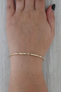 New 0.16ctw Diamond Flexible Bangle Bracelet 14k Yellow Gold 6.75"