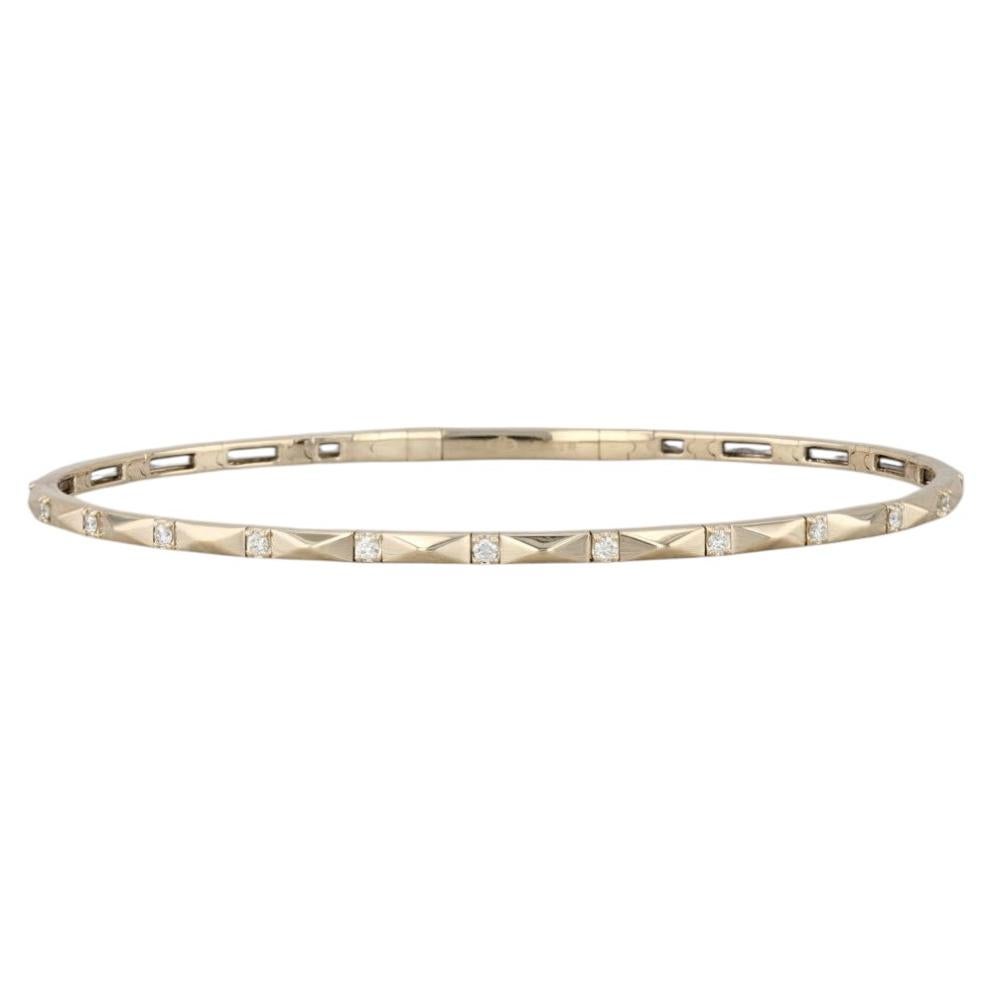New 0.16ctw Diamond Flexible Bangle Bracelet 14k Yellow Gold 6.75"