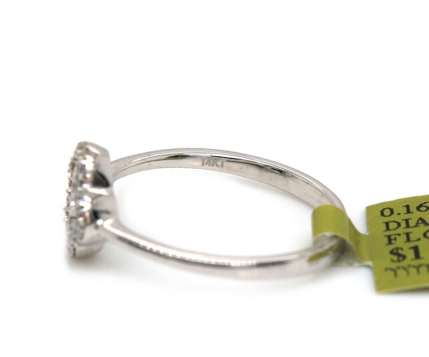 Offener Quatrefoil-Ring aus 14 Karat Weißgold mit 0,16 Karat Diamanten Damen im Angebot