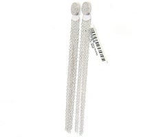 New 0.19ctw Pave Diamond Disc Chain Tassel Earrings in 14K White Gold