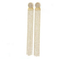New 0.19ctw Pave Diamond Disc Chain Tassel Earrings in 14kt Yellow Gold