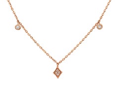 New 0.20ctw Cluster and Bezel Set Diamond Station Drop Necklace in 14K Rose Gold