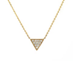 New 0.20ctw Pave Diamond Triangle Pendant Necklace in 14K Yellow Gold