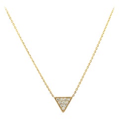New 0.20ctw Pave Diamond Triangle Pendant Necklace in 14K Yellow Gold