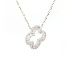 New 0.22ctw Diamond Open Quatrefoil Necklace in 14K White Gold