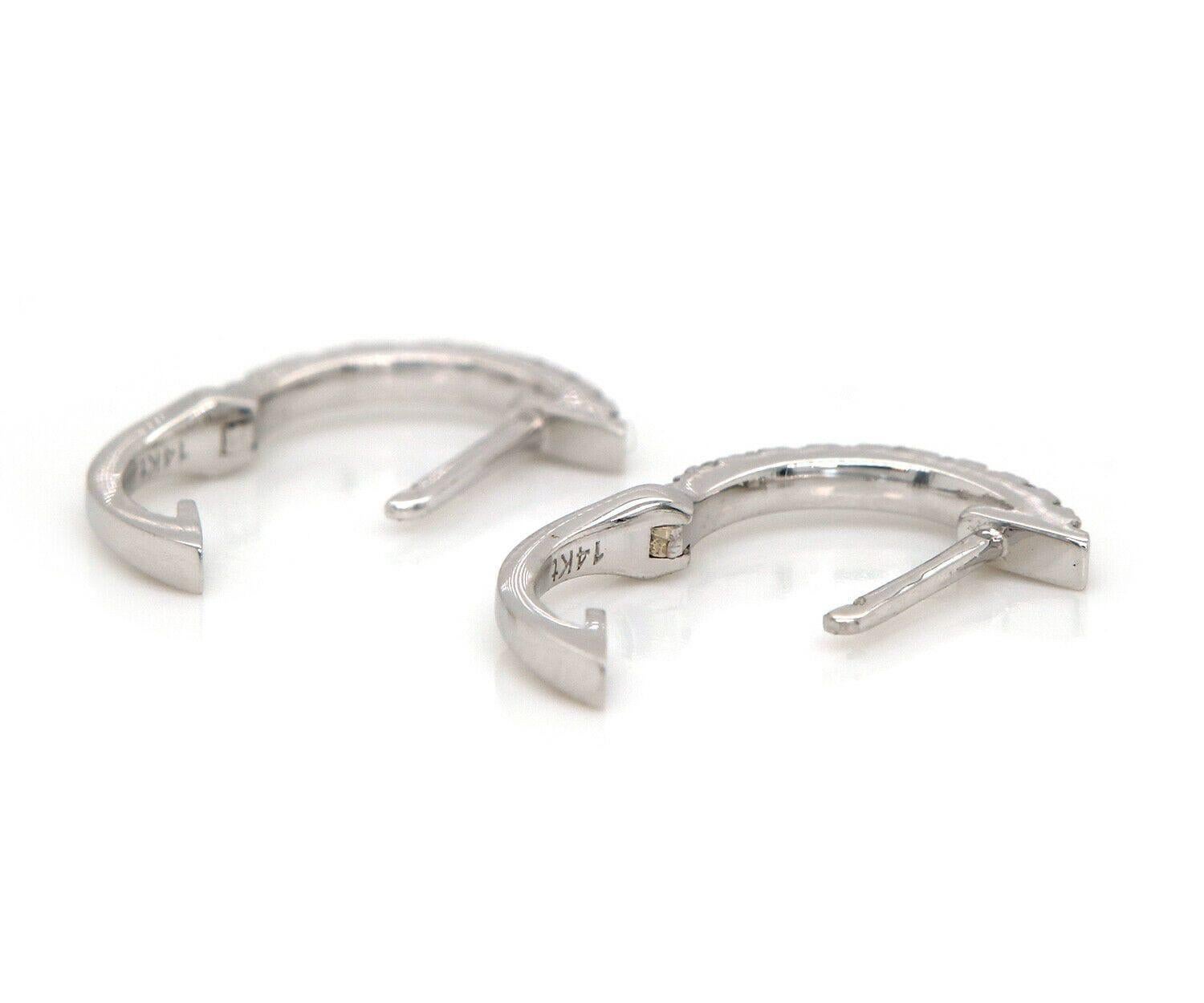 New 0.22ctw Diamond Petite Huggie Earrings in 14K White Gold For Sale 1