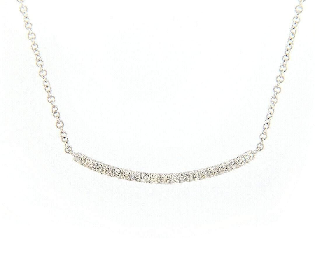 Halskette mit gebogenen Stäben, 0,25 Karat Diamant, 14 Karat Weißgold (Rundschliff) im Angebot