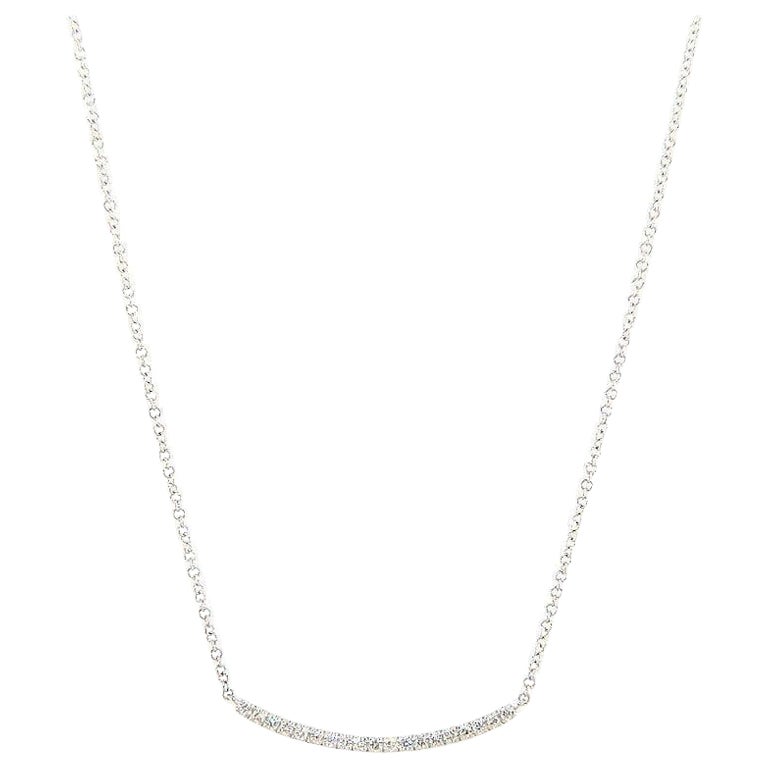 Halskette mit gebogenen Stäben, 0,25 Karat Diamant, 14 Karat Weißgold im Angebot