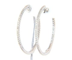 New 0.25ctw Diamond Inside Out Hoop Earrings in 14K White Gold