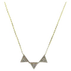 New 0.25ctw Pave Diamond Triple Triangle Necklace in 14K