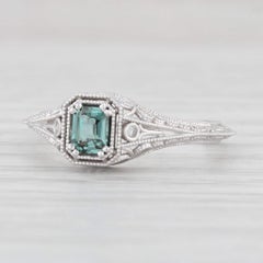 New 0.30ct Green Alexandrite Solitaire Ring 14k Gold Size 6.5 Floral Filigree