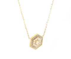 New 0.30ctw Diamond Hexagonal Pendant Necklace in 14kt Yellow Gold