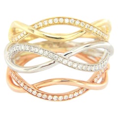 New 0.33ctw Diamond Tri Tone Triple Row Braid Ring in 14K