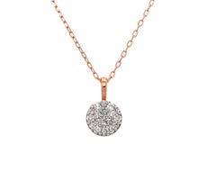 New 0.33ctw Pave Diamond Circle Pendant Necklace in 14K Rose Gold