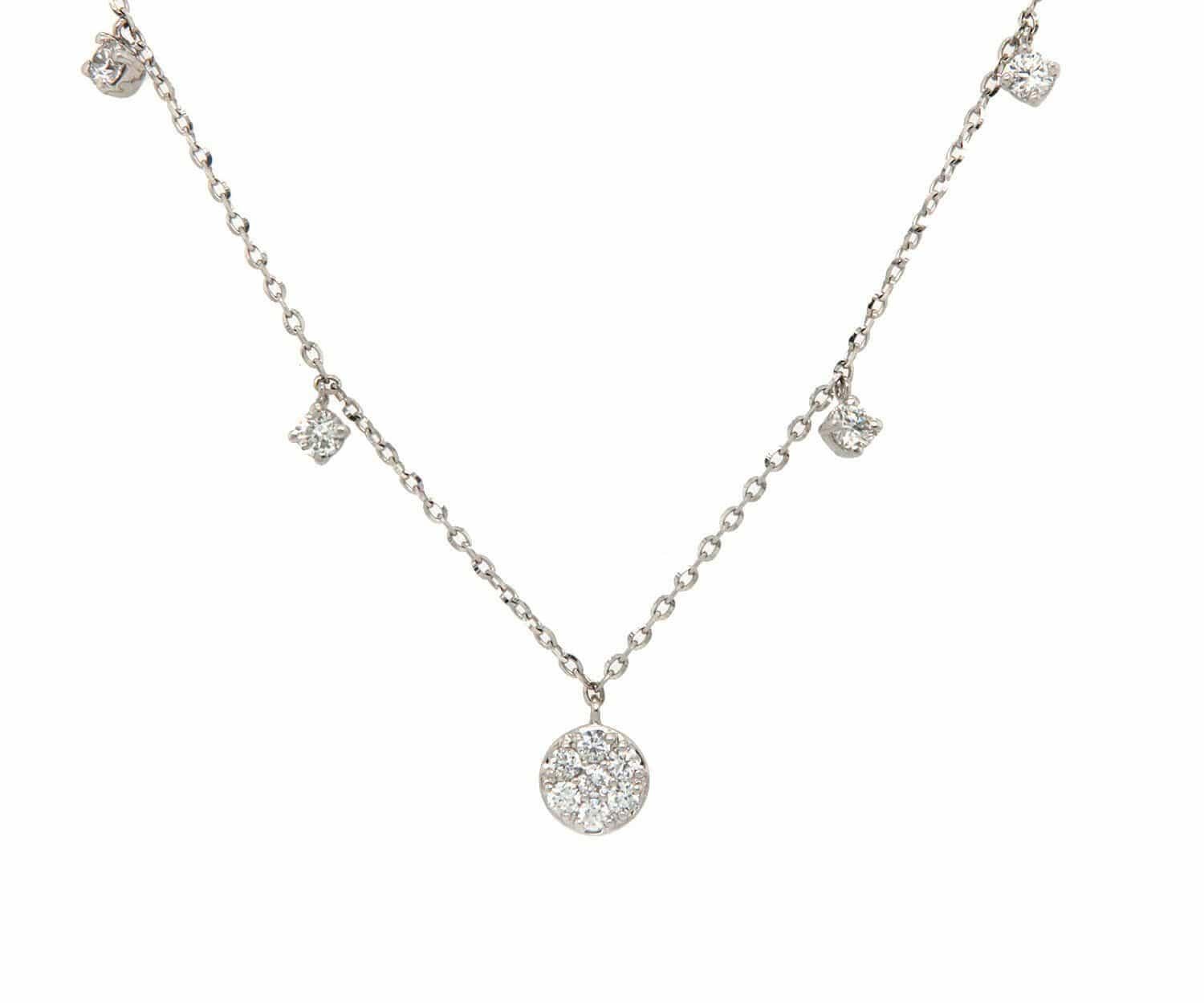 New 0.35ctw Prong and Bezel Set Diamond Station Drop Necklace in 14K

Prong and Bezel Set Diamond Station Drop Necklace
14K White Gold
Diamonds Carat Weight: Approx. 0.35ctw
Necklace Length: Approx. 18.0 Inches (Adjustable to 17.0 and 16.0