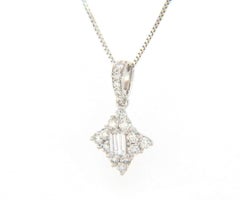 New 0.36ctw Baguette and Round Diamond Star Pendant Necklace in 14K White Gold
